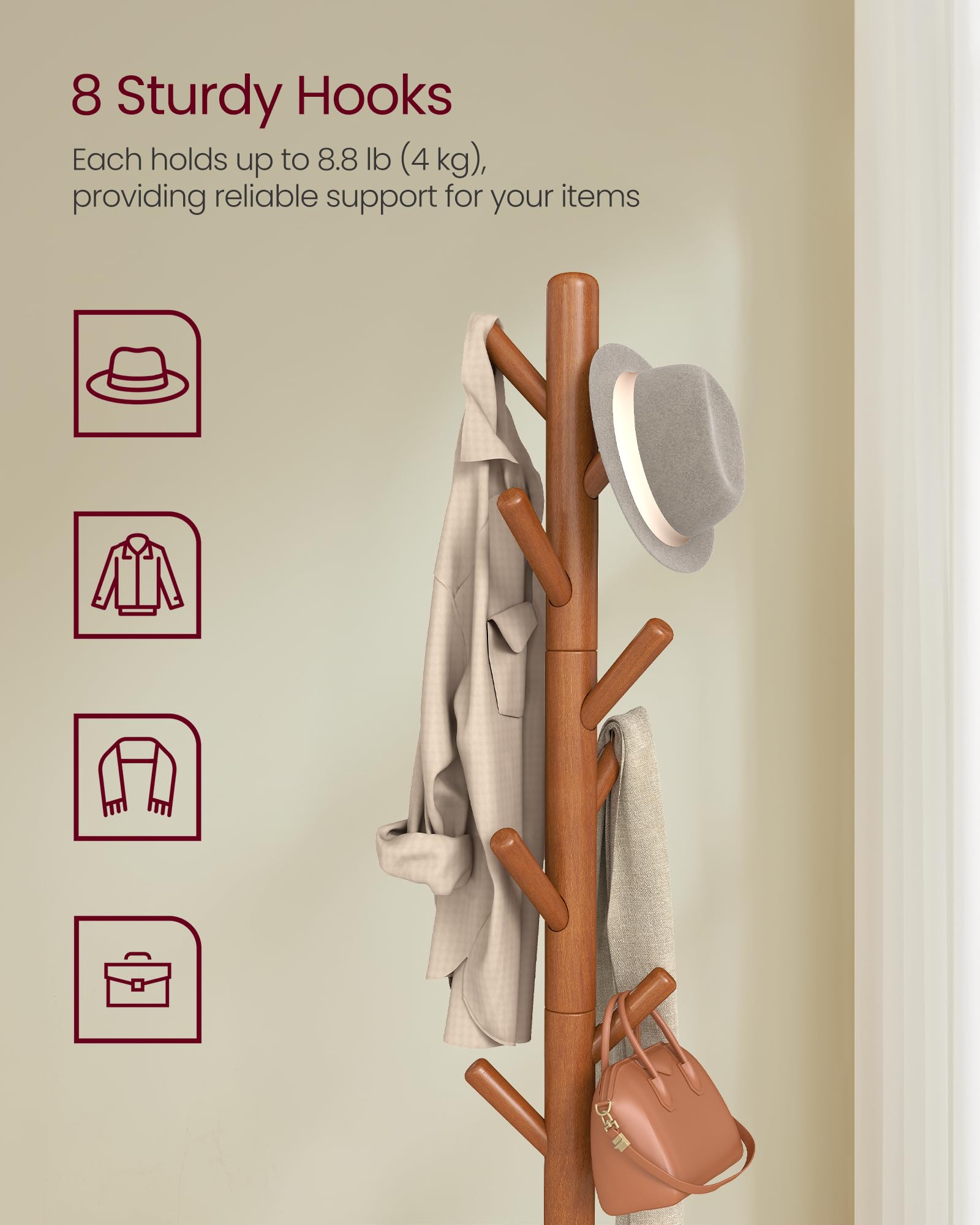Amazon.com: VASAGLE Coat Rack, Free Standing Coat Stand, Hall Coat
